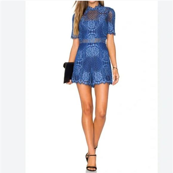 Alexis Heidi Romper In BLACK Lace Illusion High Neck Women's Size M - Picture 2 of 11